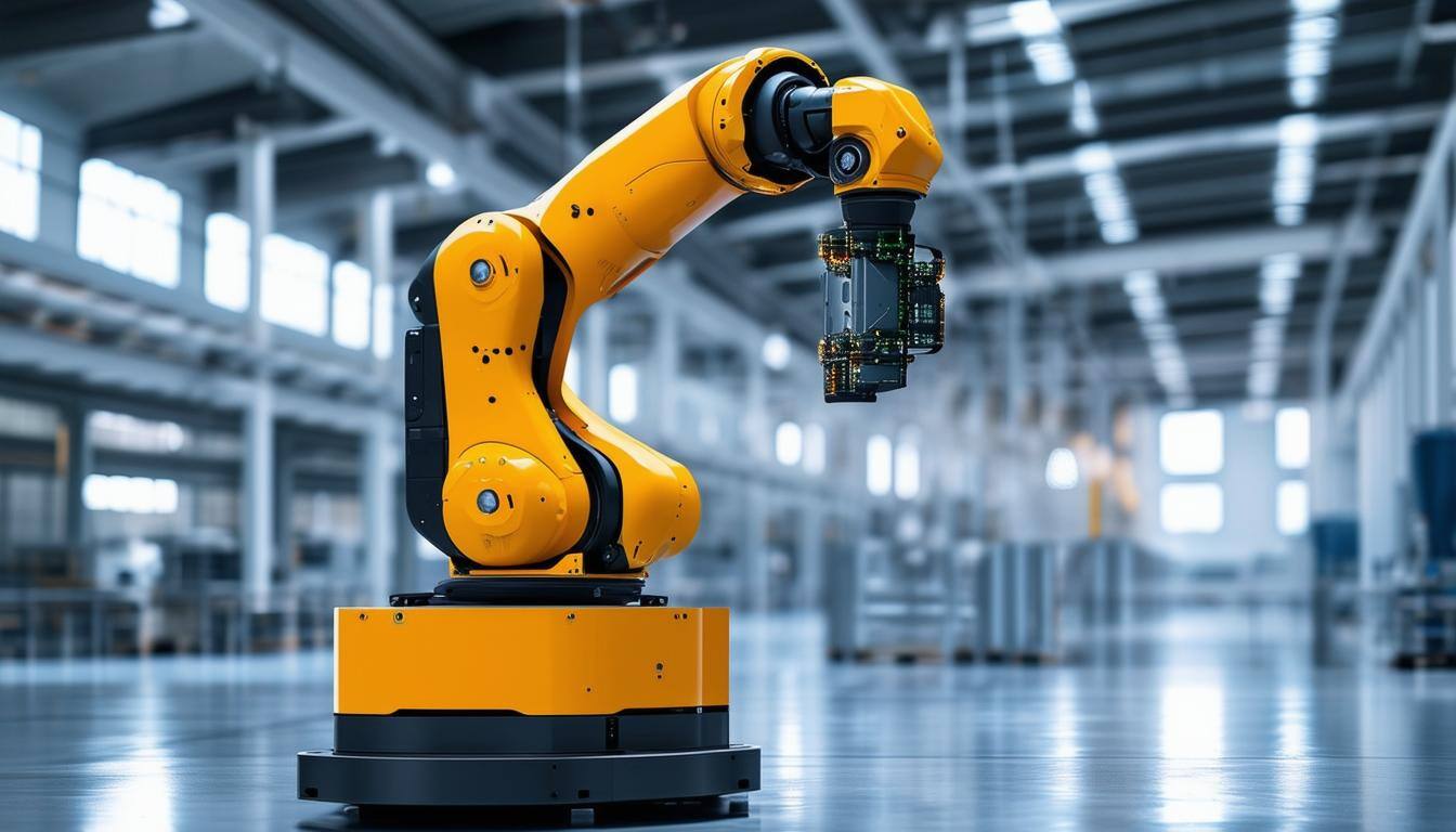 Driverless transport robot in industrial hall with wireless Ethernet radio solution from Schildknecht AG