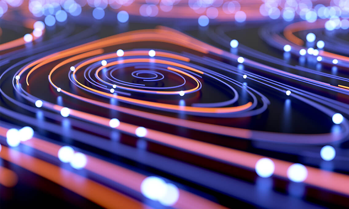 Abstrakte Linien und Punkte als Symbol für Datenfluss – Symbolbild für Industrial Wireless Lösungen der Schildknecht AG